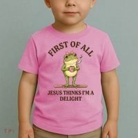Funny Frog First Of All Jesus Thinks I'm A Delight Toddler T-Shirt thumb 2
