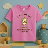 Funny Frog First Of All Jesus Thinks I'm A Delight Toddler T-Shirt thumb 3