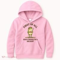 Funny Frog First Of All Jesus Thinks I'm A Delight Kids Hoodie thumb 0