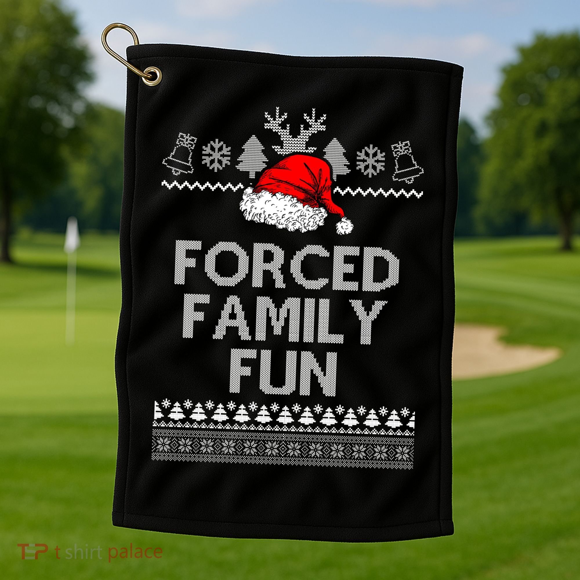 Forced Family Fun Ugly Christmas Golf Towel