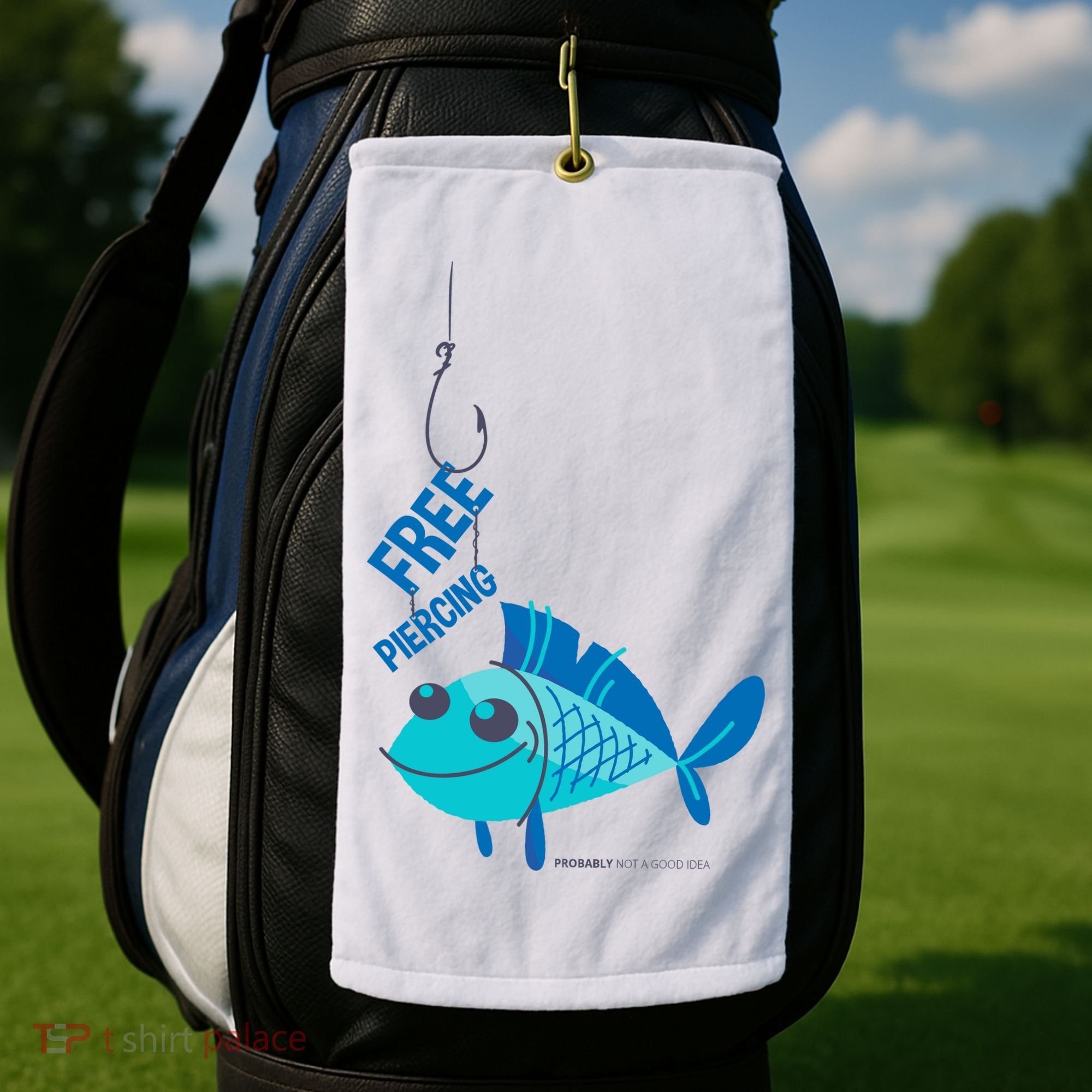 Funny Fish Free Piercing Golf Towel