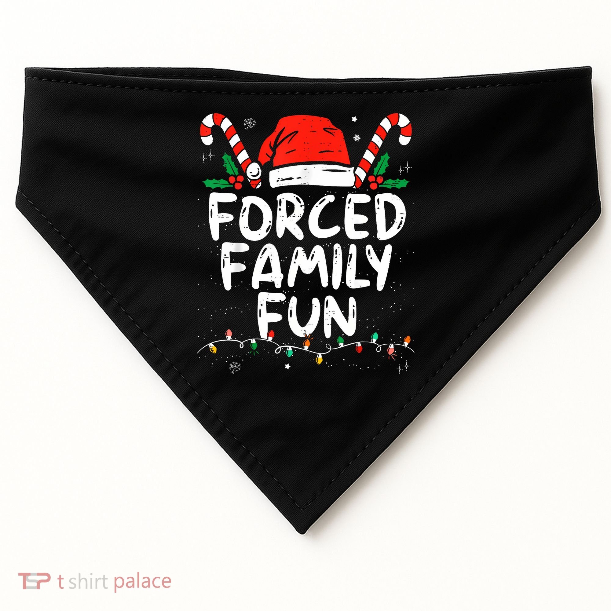 Forced Family Fun Sarcastic Christmas Funny USA-Made Doggie Bandana