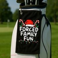 Forced Family Fun Sarcastic Christmas Funny Golf Towel thumb 2