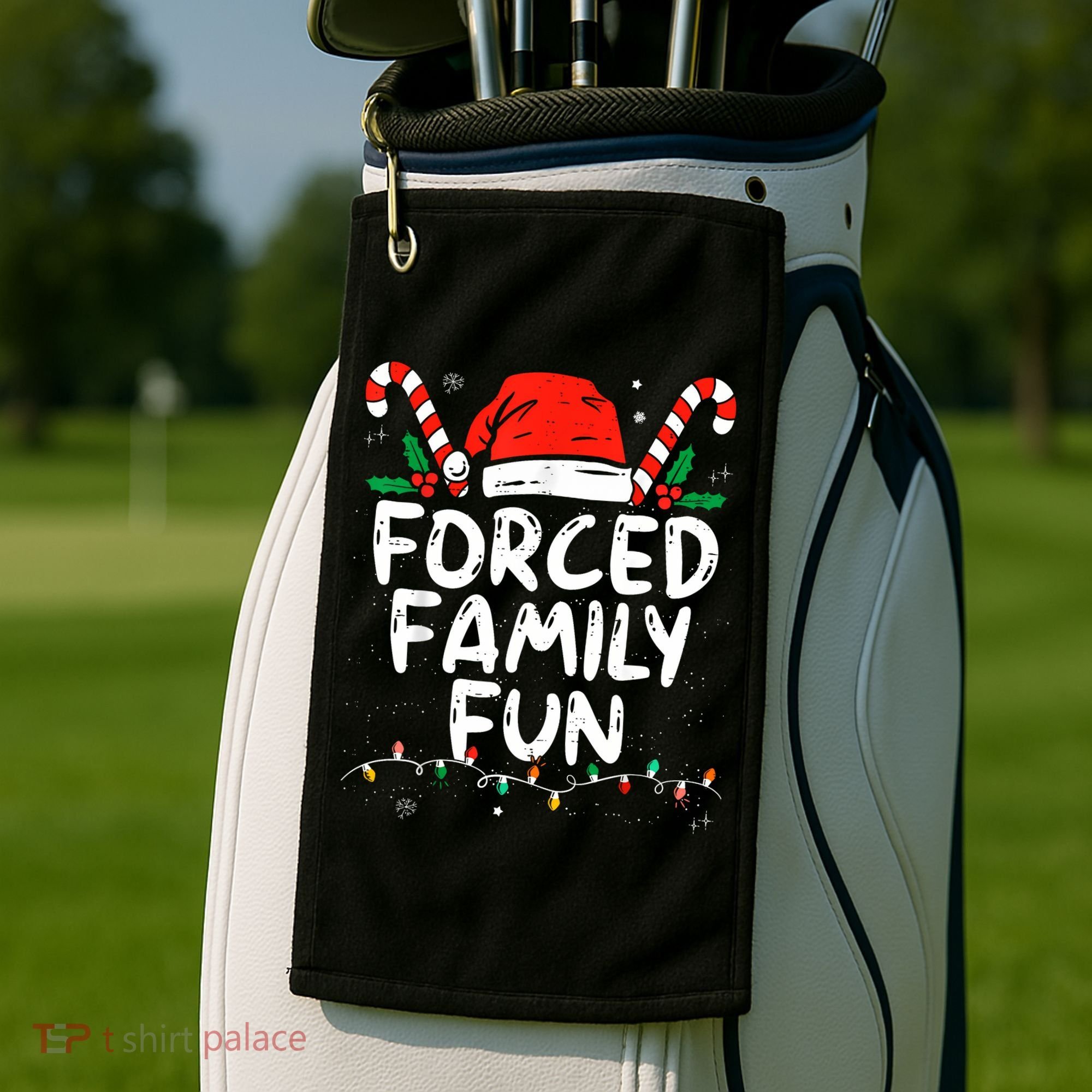 Forced Family Fun Sarcastic Christmas Funny Golf Towel