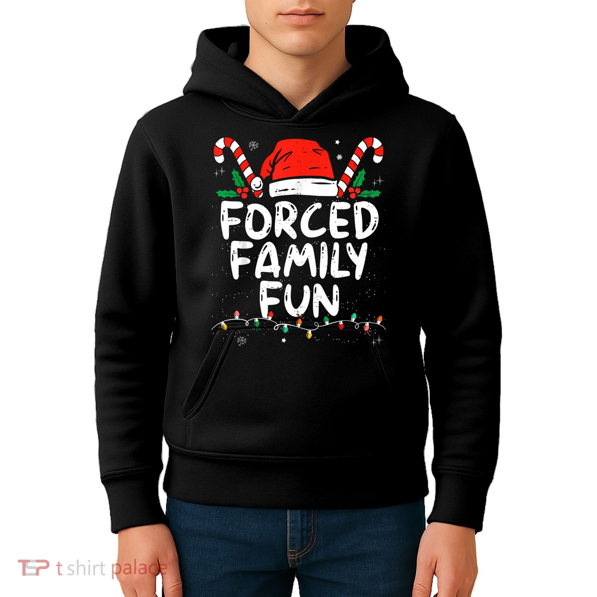 Forced Family Fun Sarcastic Christmas Funny Kids Hoodie