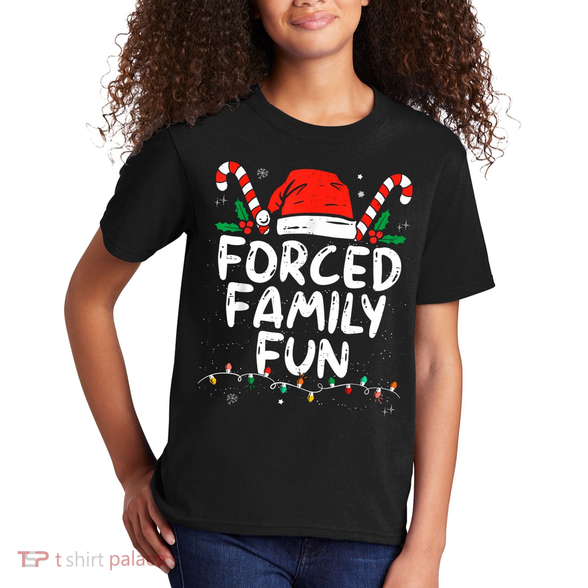 Forced Family Fun Sarcastic Christmas Funny Kids T-Shirt