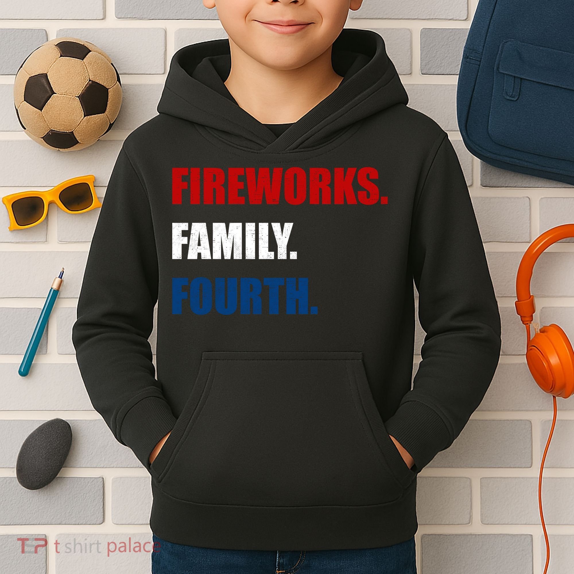 Fireworks Family Fourth Kids Hoodie