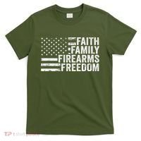 Faith Family Firearms & Freedom Pro God Guns American Flag T-Shirt thumb 0
