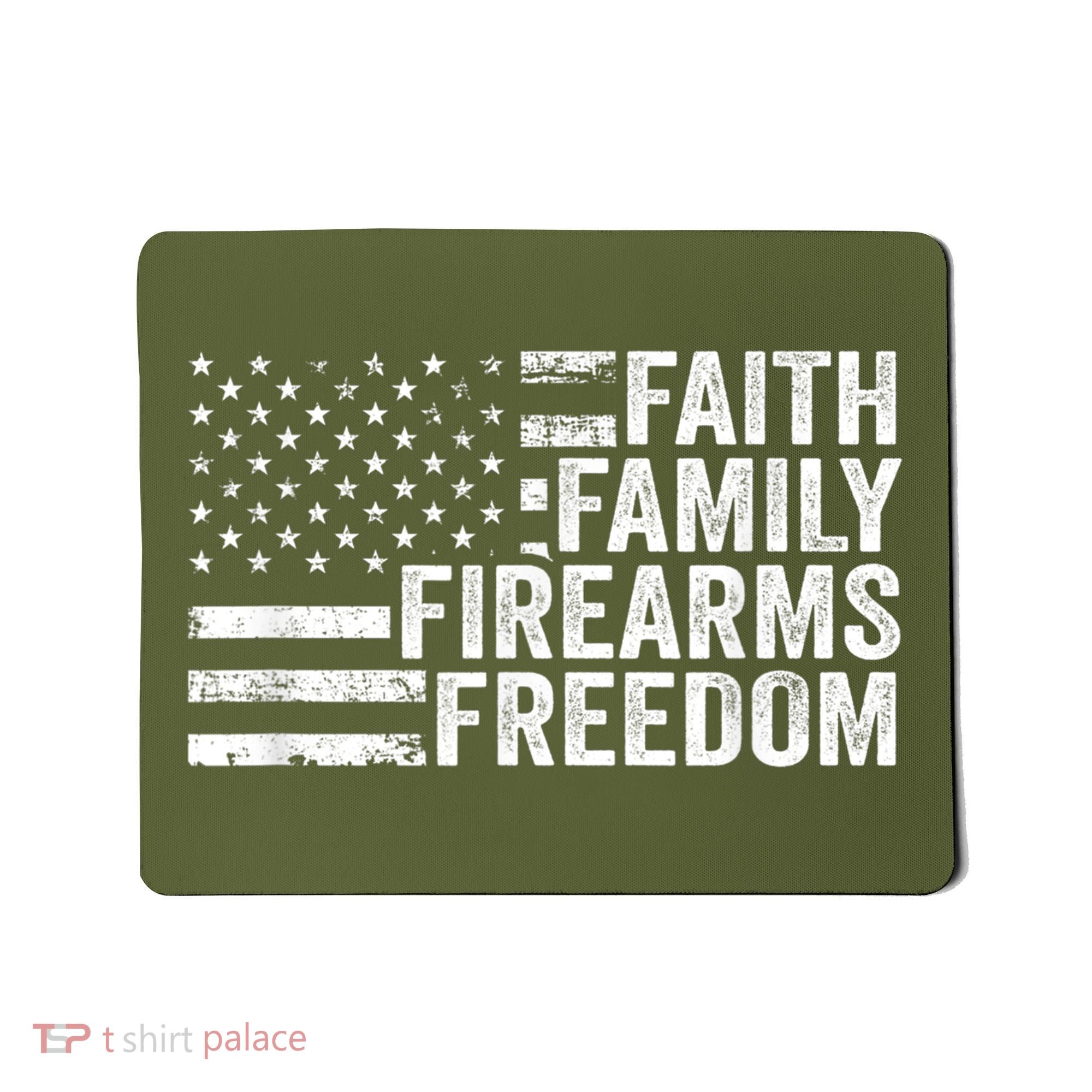 Faith Family Firearms & Freedom Pro God Guns American Flag Mousepad