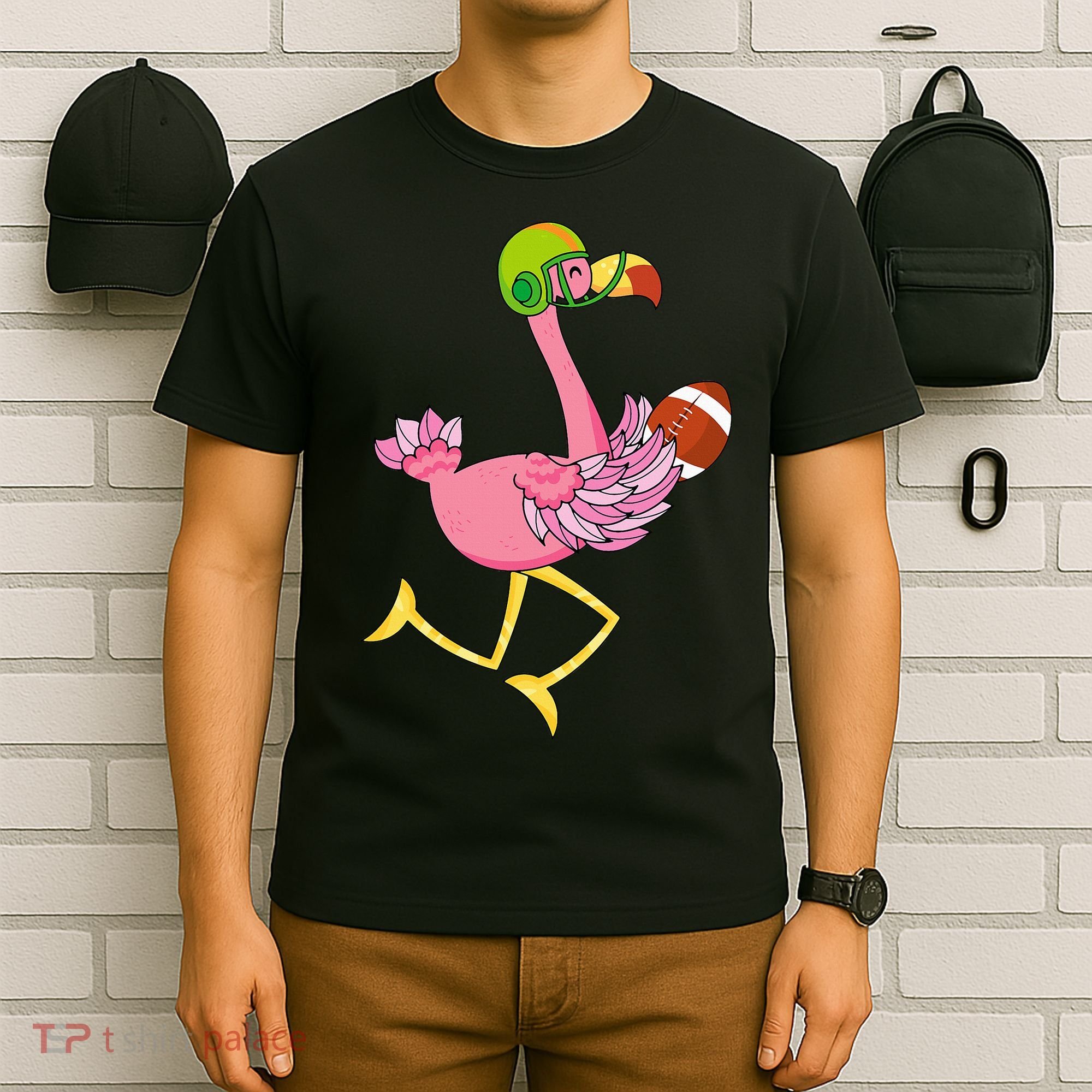 Flamingo Football Flamingo Playing Football T-Shirt