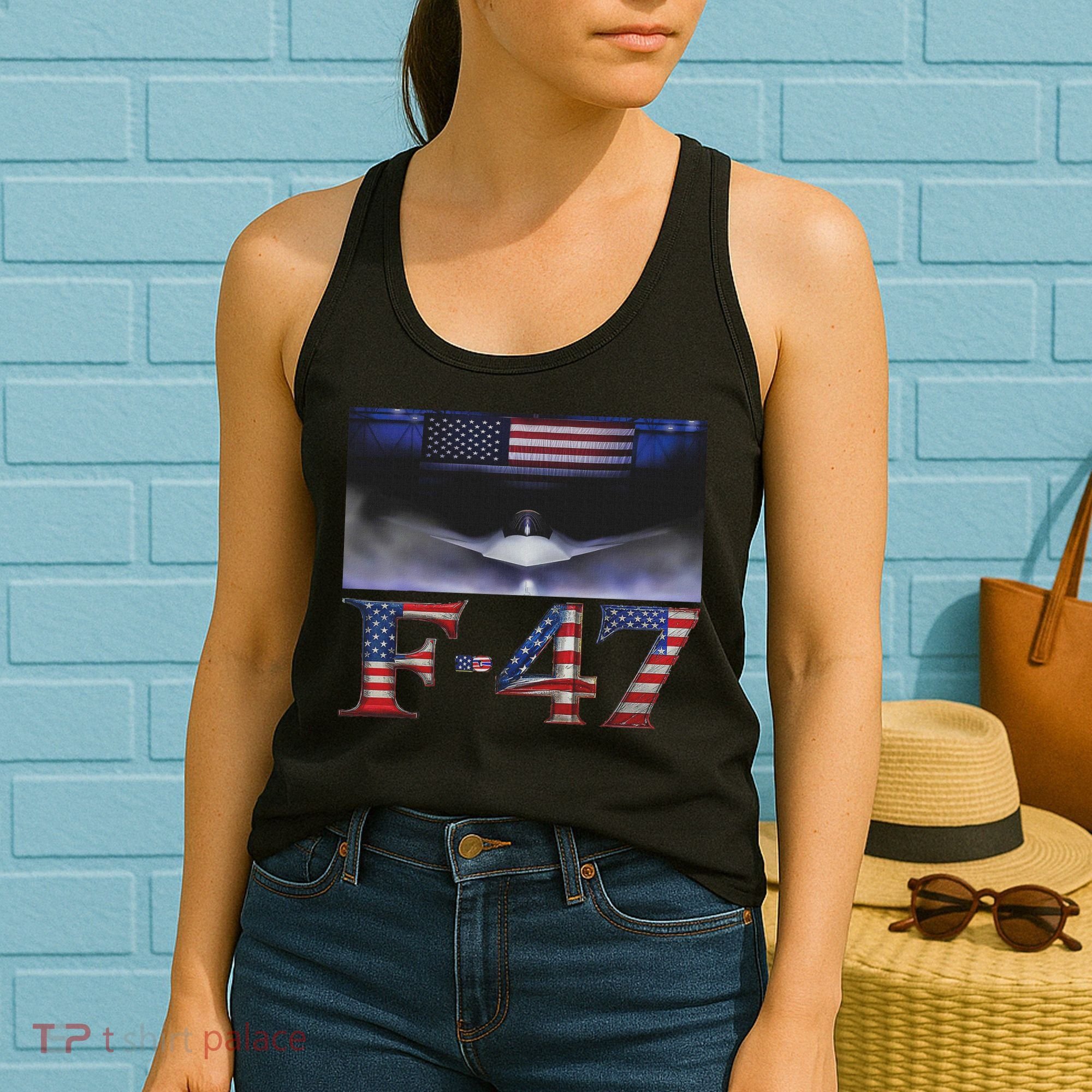 Funny F47 Fighter Jet Trump F 47 Jet Fighter Aircraft Women's Tank Top