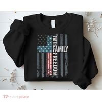 Faith Family Freedom Christian USA Cross Flag Sweatshirt thumb 2