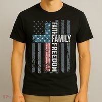 Faith Family Freedom Christian USA Cross Flag T-Shirt thumb 3