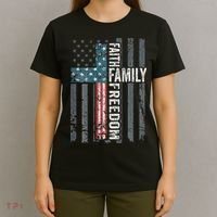 Faith Family Freedom Christian USA Cross Flag T-Shirt thumb 4