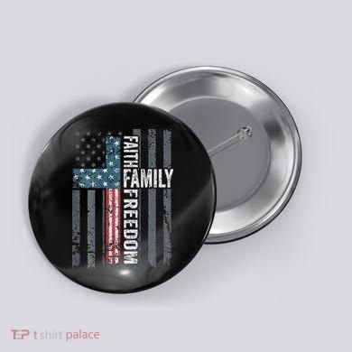 Faith Family Freedom Christian USA Cross Flag Button