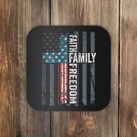 Faith Family Freedom Christian USA Cross Flag Coaster thumb 0