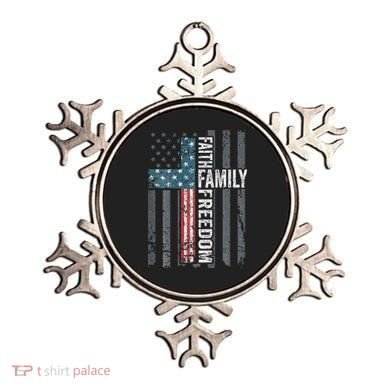 Faith Family Freedom Christian USA Cross Flag Ornament