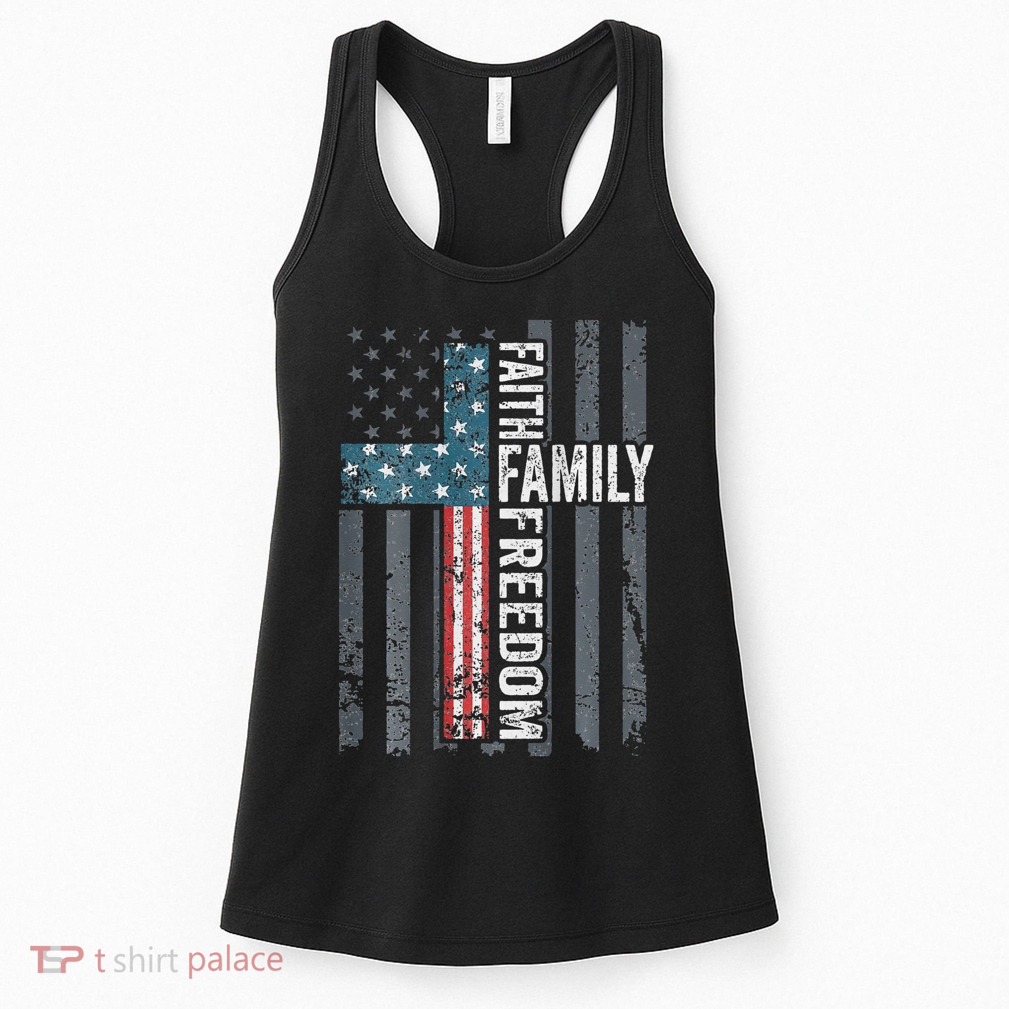 Faith Family Freedom Christian USA Cross Flag Women's Tank Top