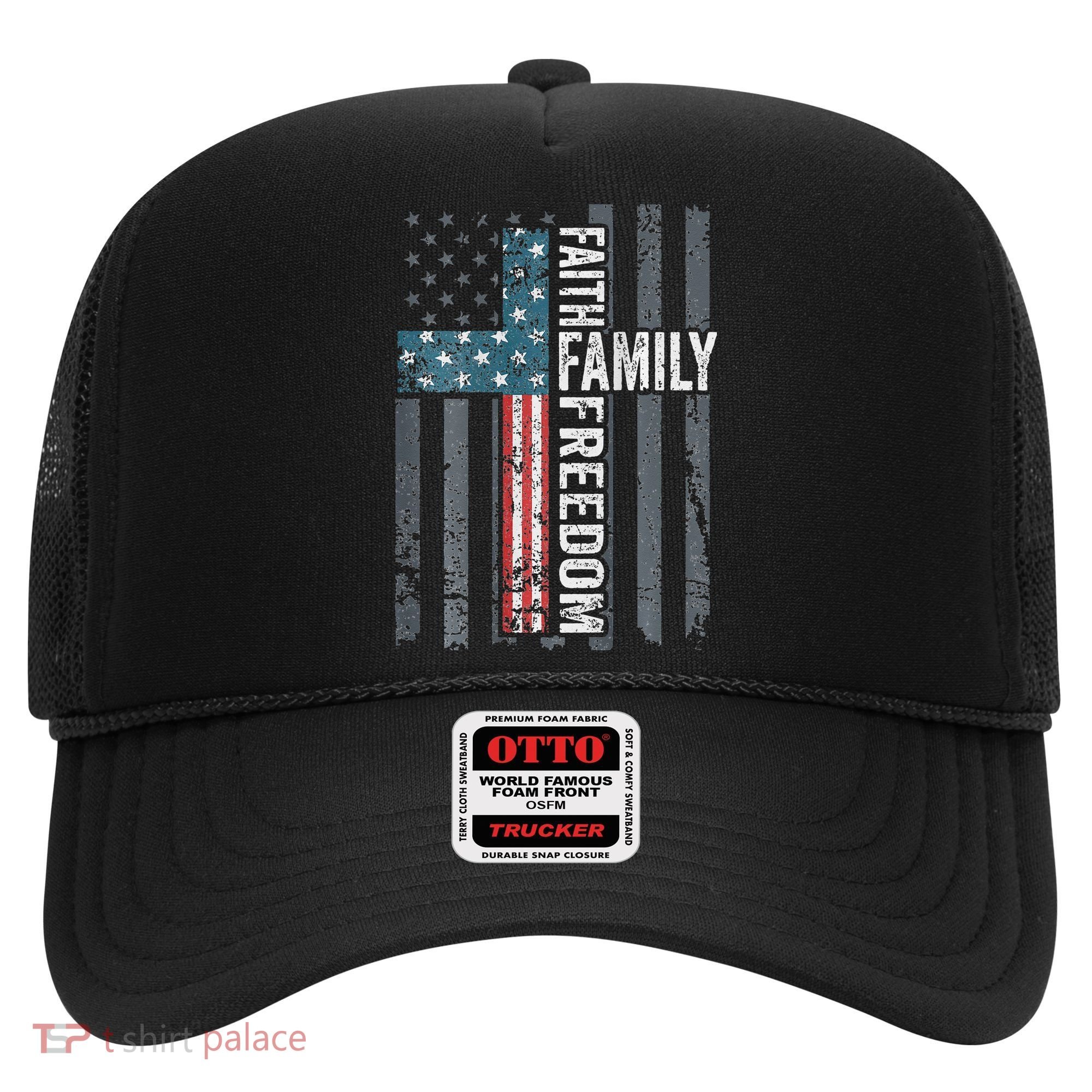 Faith Family Freedom Christian USA Cross Flag Hat