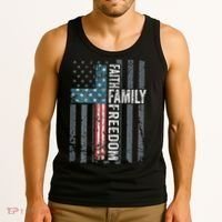 Faith Family Freedom Christian USA Cross Flag Tank Top thumb 3