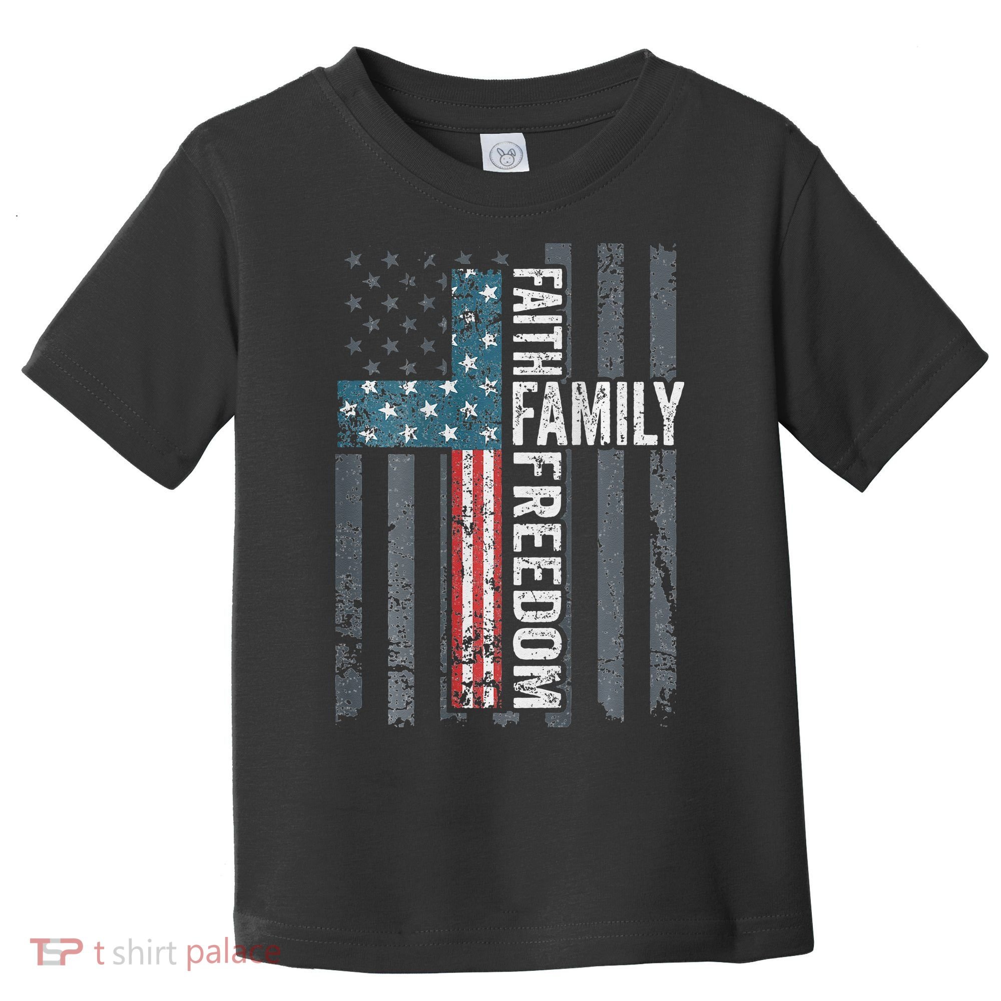 Faith Family Freedom Christian USA Cross Flag Toddler T-Shirt