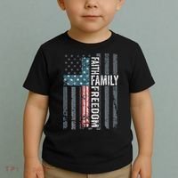 Faith Family Freedom Christian USA Cross Flag Toddler T-Shirt thumb 2