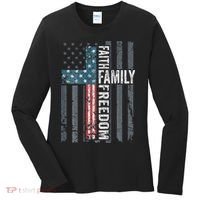 Faith Family Freedom Christian USA Cross Flag Women's Long Sleeve Shirt thumb 0