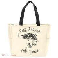 Funny Fishing Fish Around Find Trout Tote Bag thumb 0