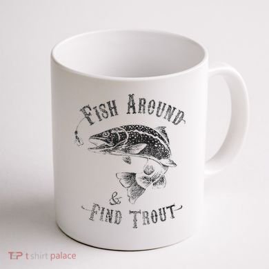 Funny Fishing Fish Around Find Trout Coffee Mug back