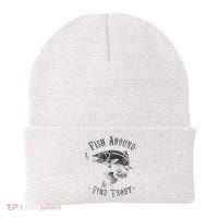 Funny Fishing Fish Around Find Trout Beanie thumb 0