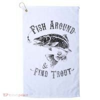 Funny Fishing Fish Around Find Trout Golf Towel thumb 0