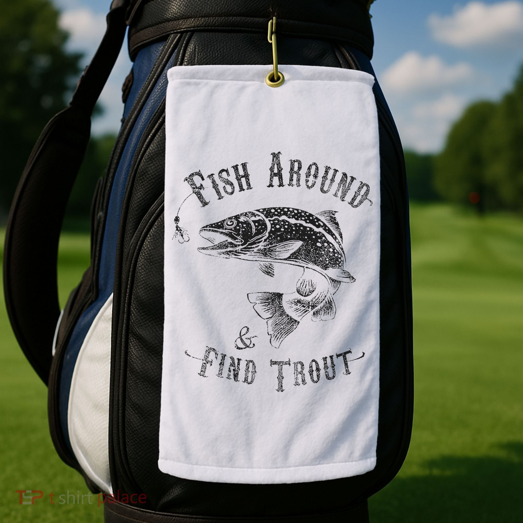 Funny Fishing Fish Around Find Trout Golf Towel