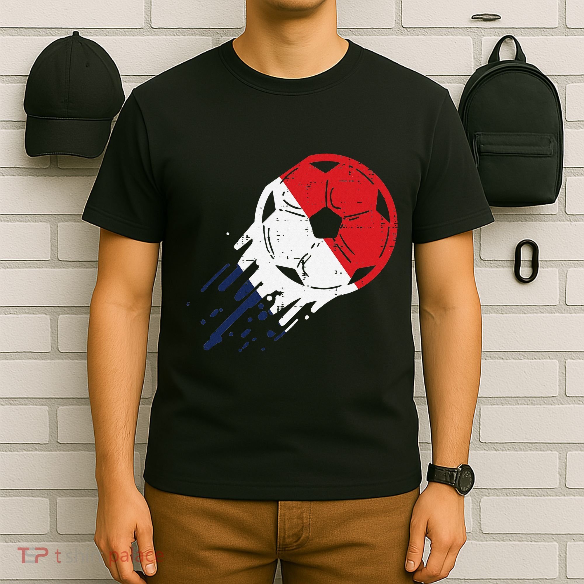 France Flag French Soccer Ball Football Fan    T-Shirt