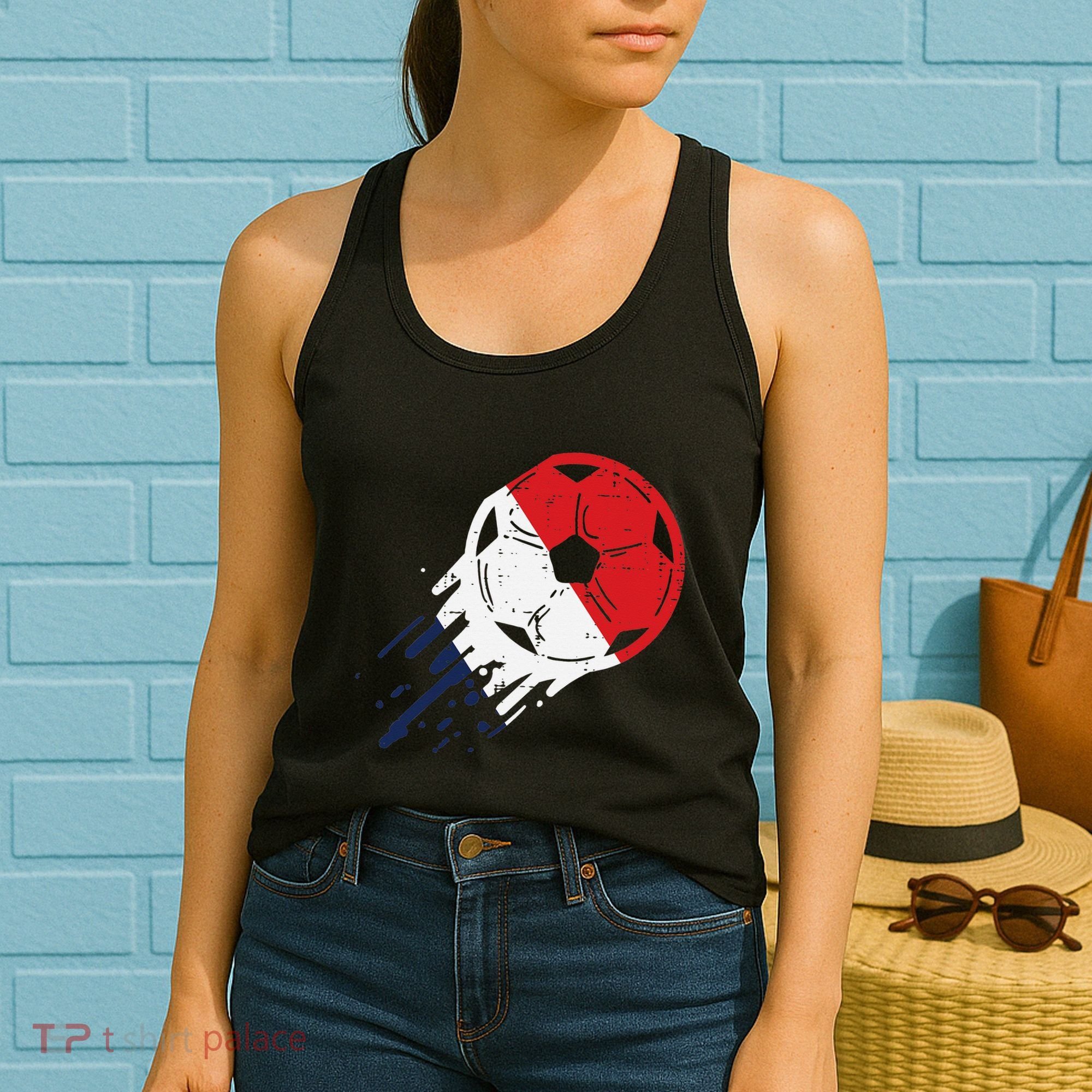 France Flag French Soccer Ball Football Fan    Women's Tank Top
