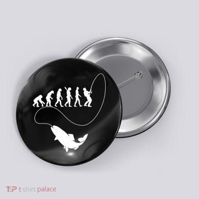 Funny Fisherman Fishing Evolution Button