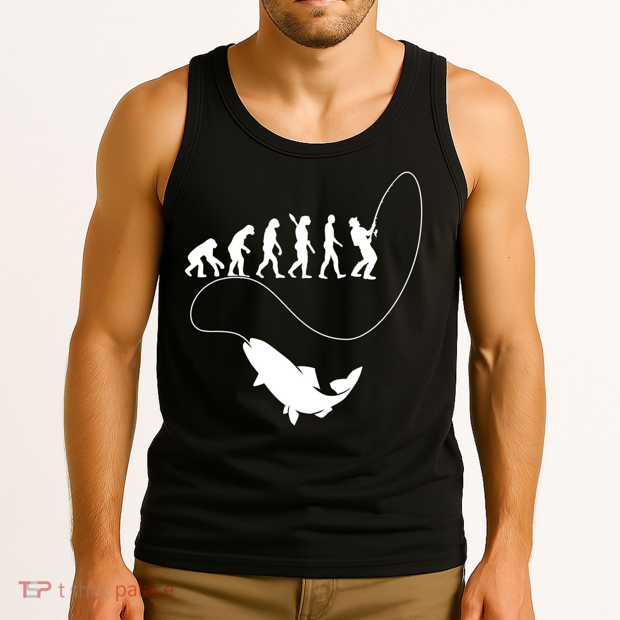 Funny Fisherman Fishing Evolution Tank Top