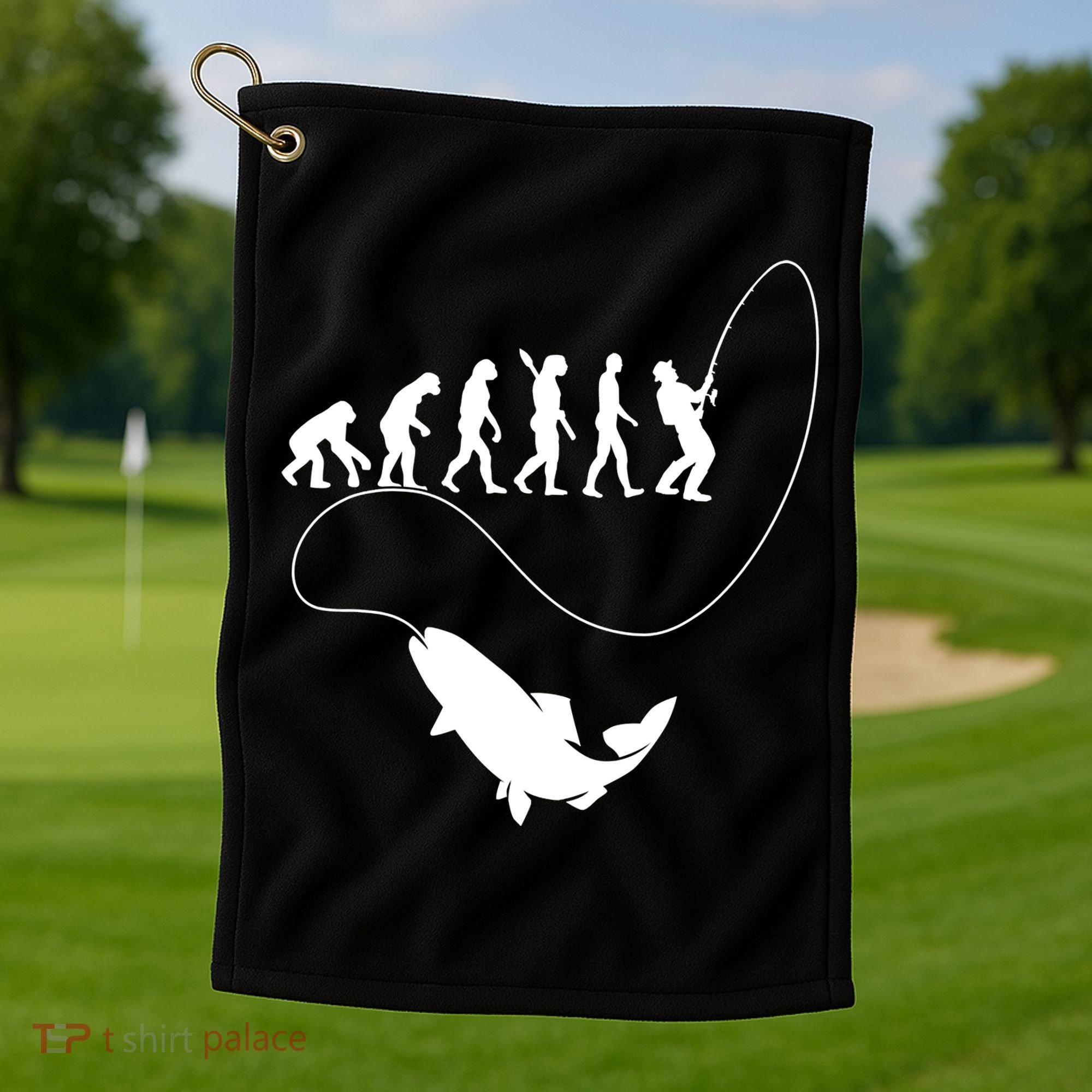 Funny Fisherman Fishing Evolution Golf Towel