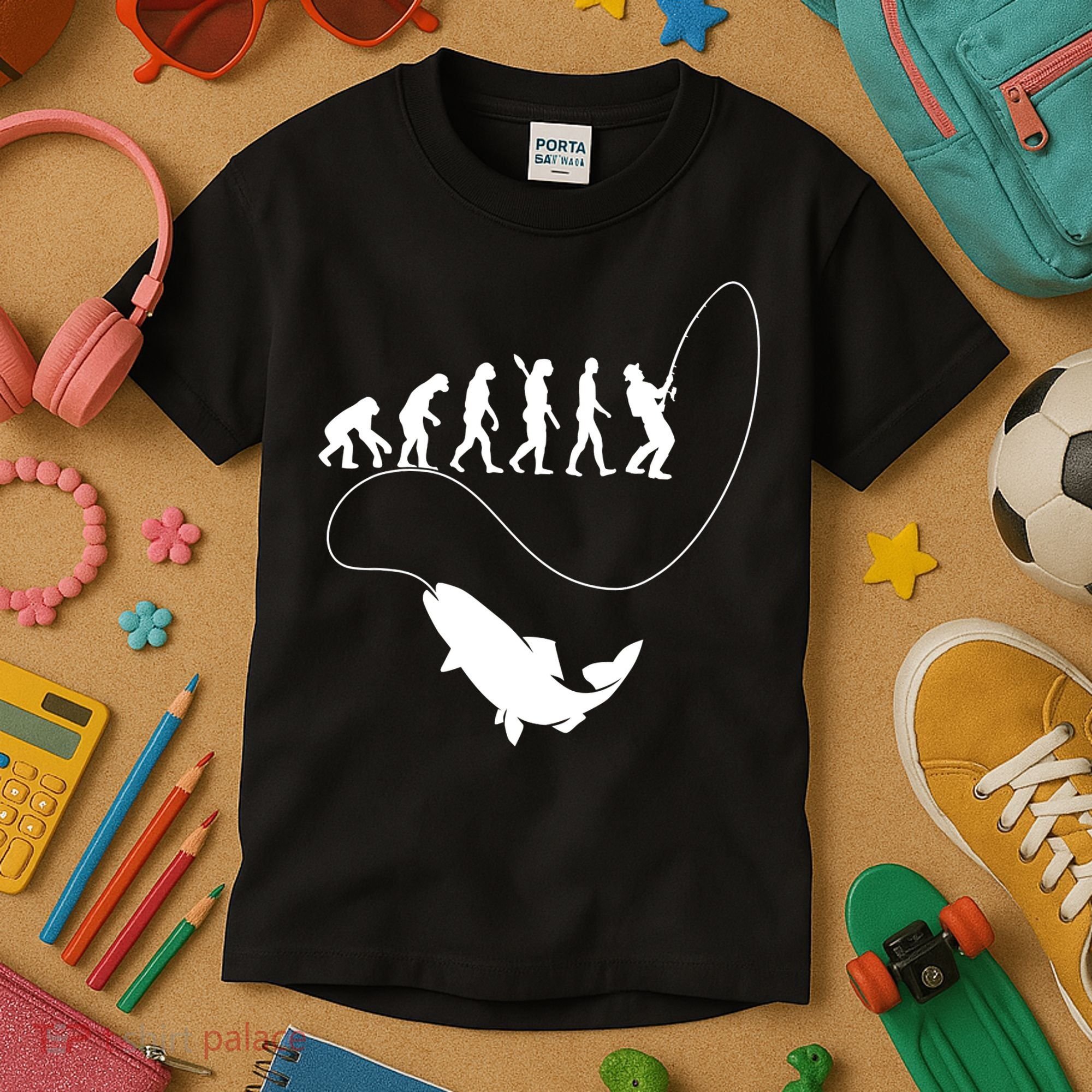 Funny Fisherman Fishing Evolution Kids T-Shirt