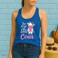 Funny Farming Farm Just A Girl Who Loves Cows Gift Women's Tank Top thumb 2