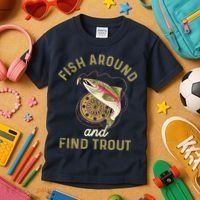 Funny Fishing Fish Around And Find Trout Kids T-Shirt thumb 3
