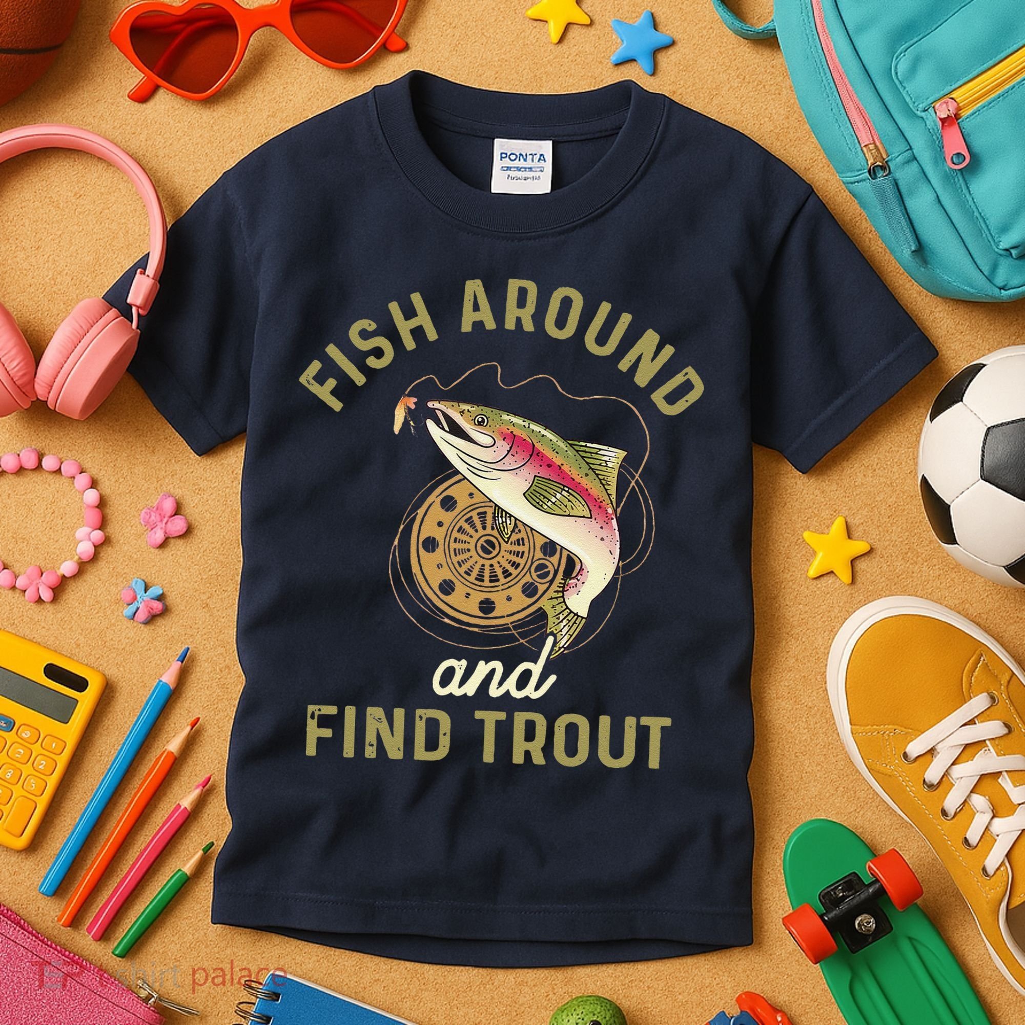 Funny Fishing Fish Around And Find Trout Kids T-Shirt