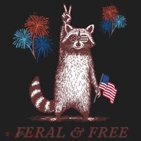 Feral & Free Funny Patriotic Racoon 4th July  Women's Sweatshirt thumb 2