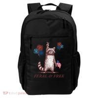 Feral & Free Funny Patriotic Racoon 4th July  Backpack thumb 0