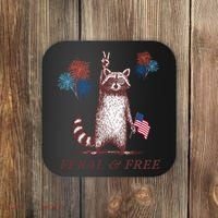 Feral & Free Funny Patriotic Racoon 4th July  Coaster thumb 0