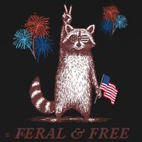 Feral & Free Funny Patriotic Racoon 4th July  Toddler Hoodie thumb 2
