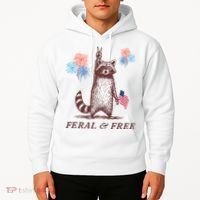 Feral & Free Funny Patriotic Racoon 4th July  Hoodie thumb 2