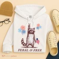 Feral & Free Funny Patriotic Racoon 4th July  Hoodie thumb 4