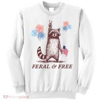 Feral & Free Funny Patriotic Racoon 4th July  Sweatshirt thumb 0