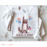 Feral & Free Funny Patriotic Racoon 4th July  Sweatshirt thumb 2