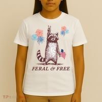 Feral & Free Funny Patriotic Racoon 4th July  T-Shirt thumb 4